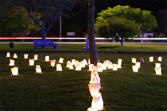 Paperbag lanterns, St Andrew's Church, Cambridge, New Zealand.