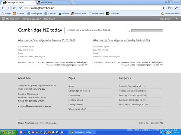 What's on in Cambridge NZ today