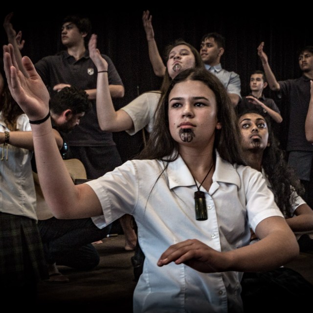 Cambridge High School Kapa haka performance. Don Rowlands Centre, Lake Karāpiro Domain, Waikato, NZ. Friday, 17 August 2018.