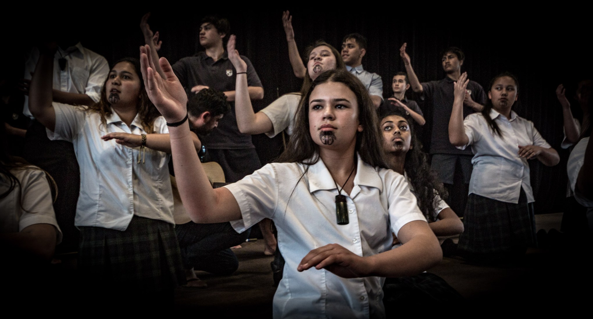 Cambridge High School Kapa haka performance. Don Rowlands Centre, Lake Karāpiro Domain, Waikato, NZ. Friday, 17 August 2018.