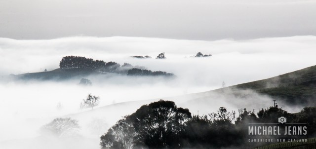 From Taotaoroa Road in the Maungakawa Hills looking north west towards the Hobbiton Movie Set some 7km distant.