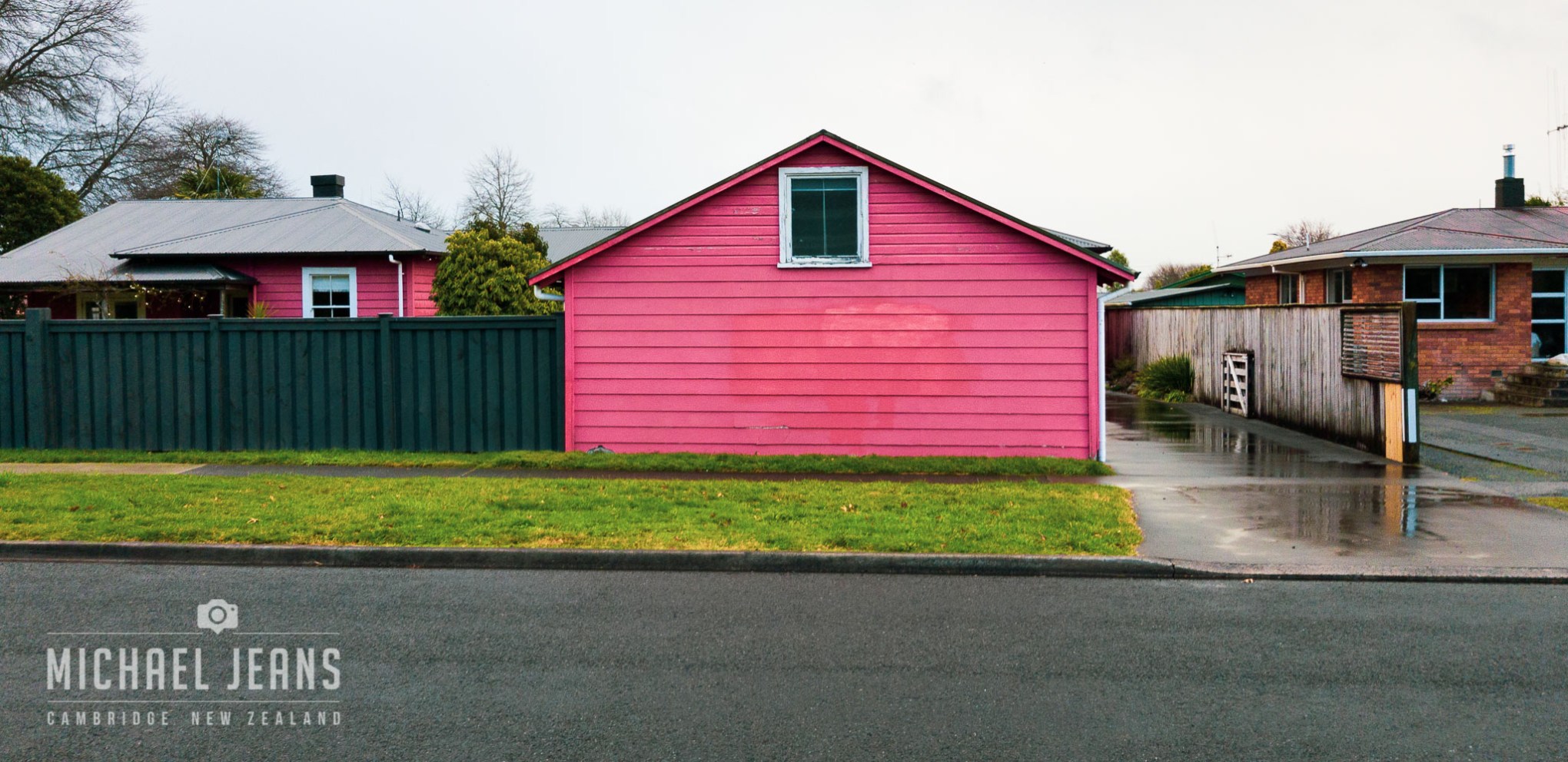 .. just a tad (tinch / tad / smidgen) enhanced for a rainy afternoon, street view, Leamington, Waikato, New Zealand. 2018-07-09 16.40.14