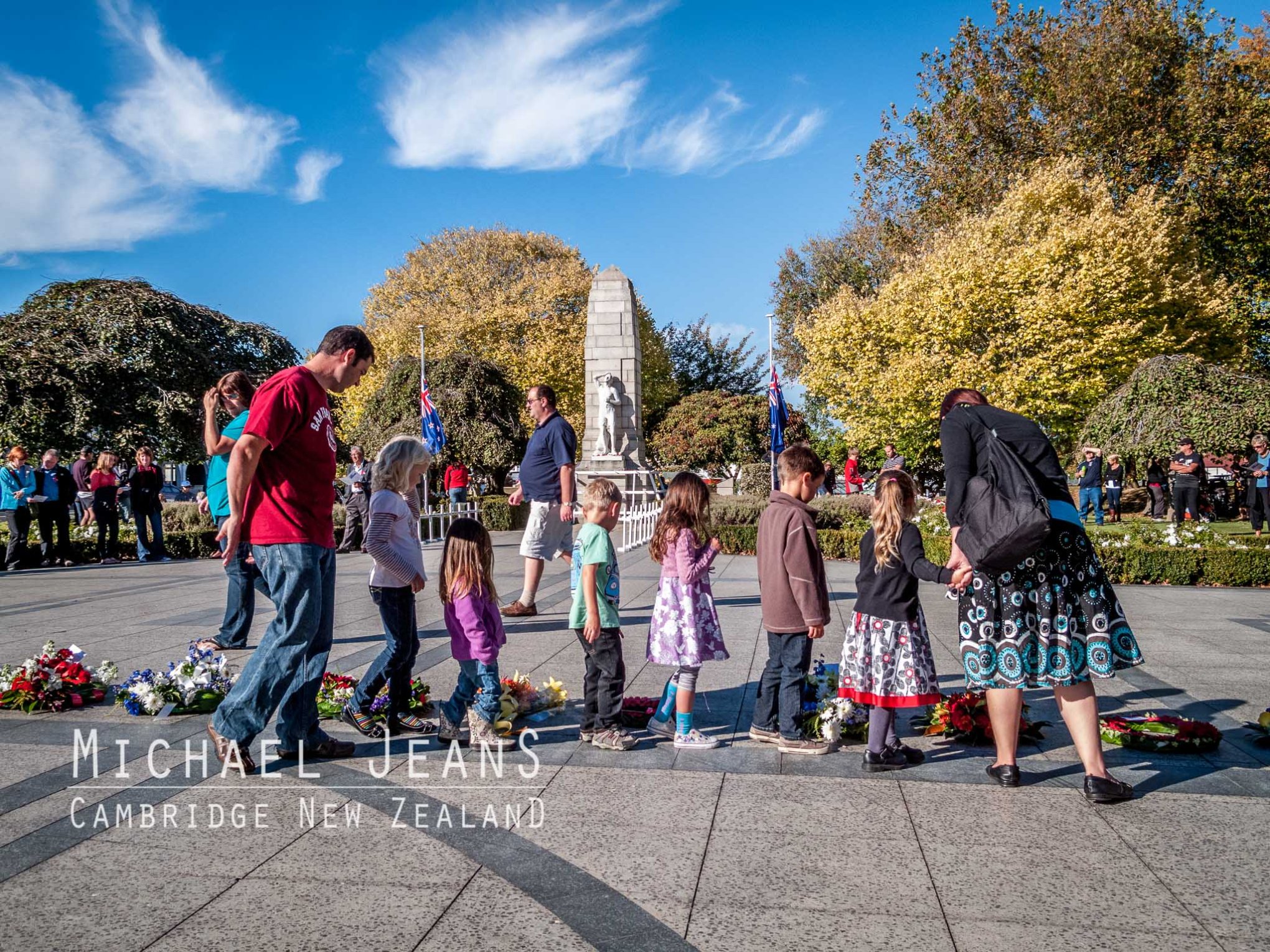Anzac Day 2012 Town Hall piazza Cambridge New Zealand.