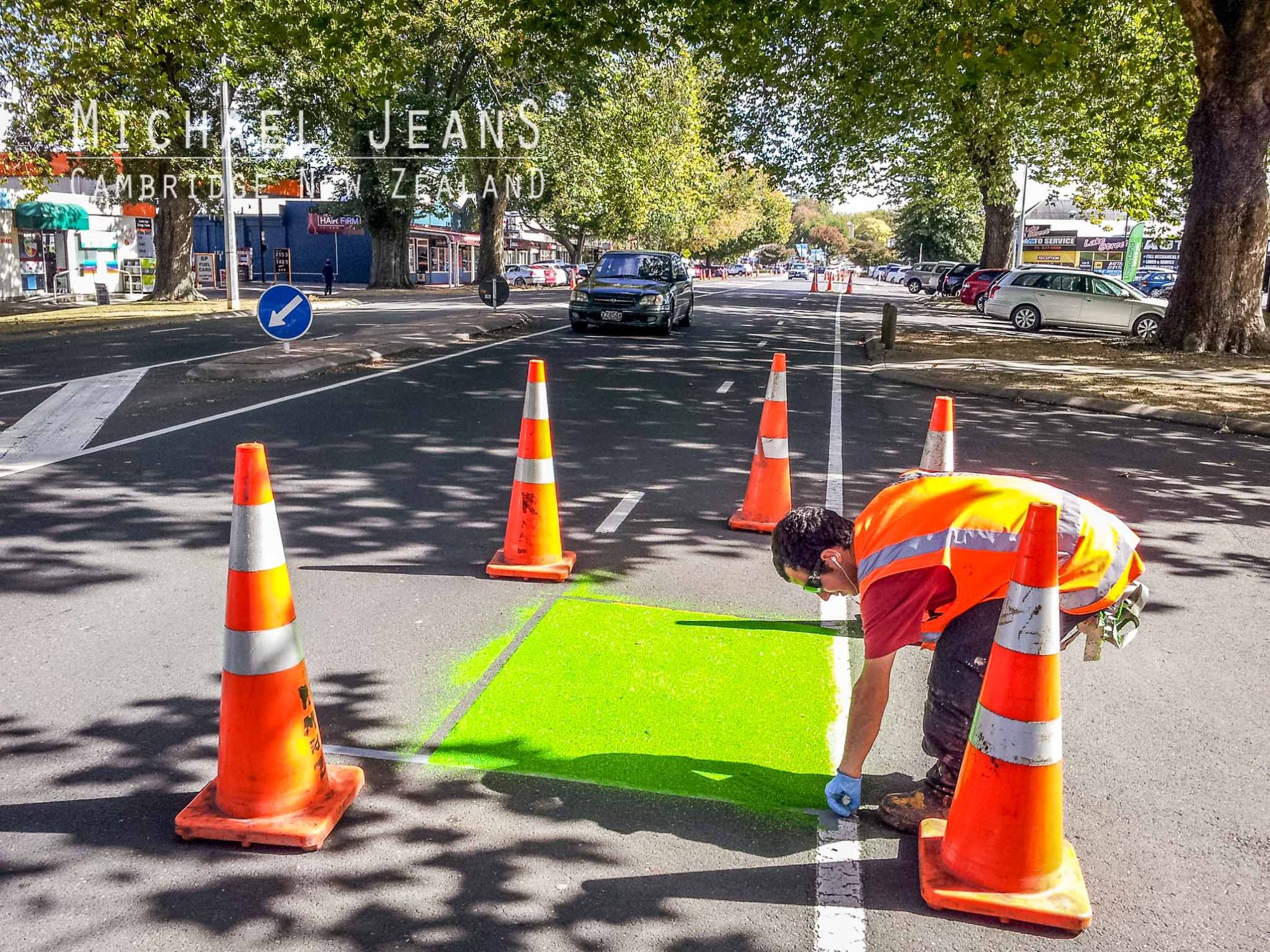 Cycle lane Victoria Street Cambridge New Zealand