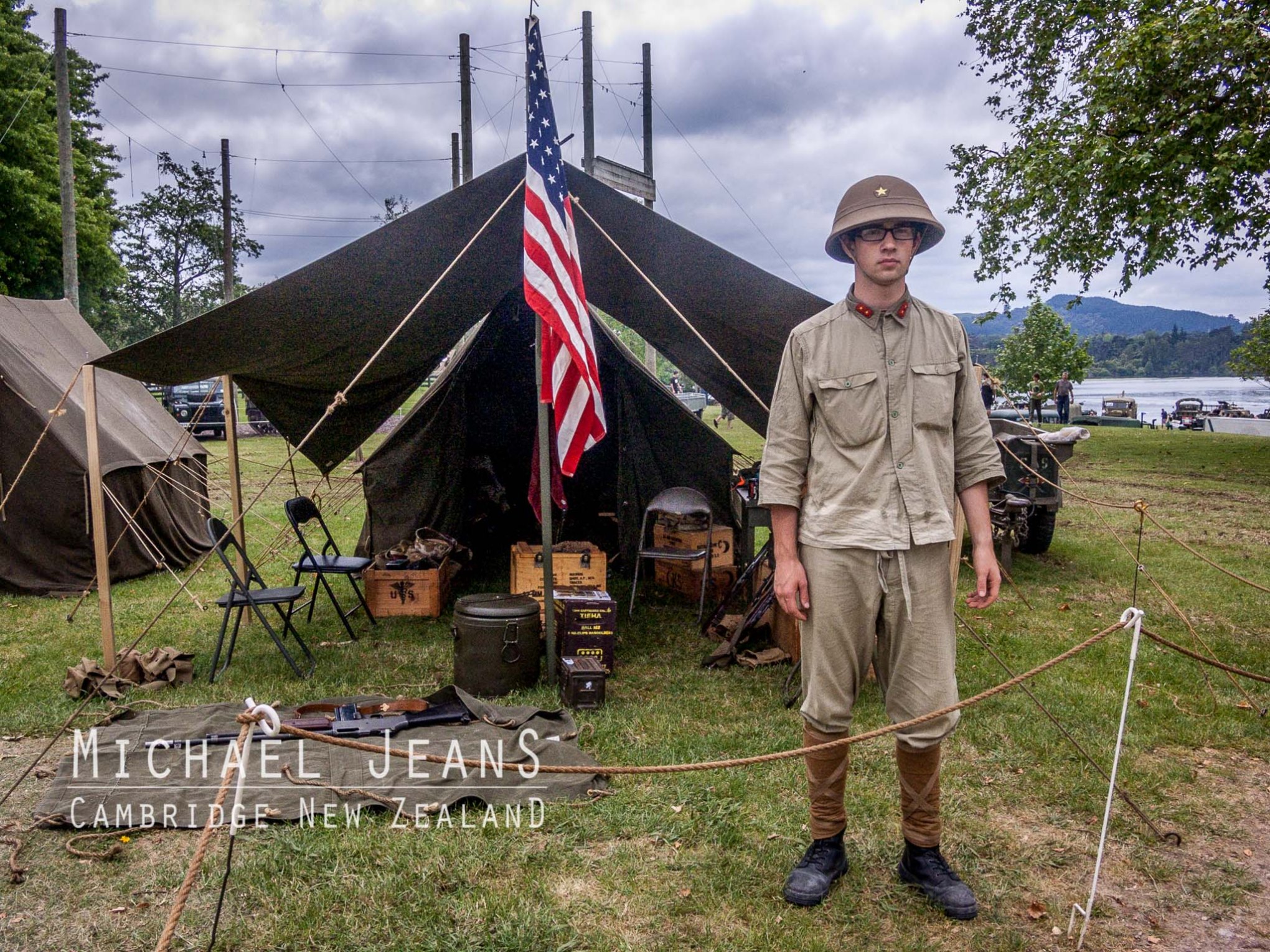 Military reenactor Armistice in Cambridge Lake Karapiro Domain November 2013